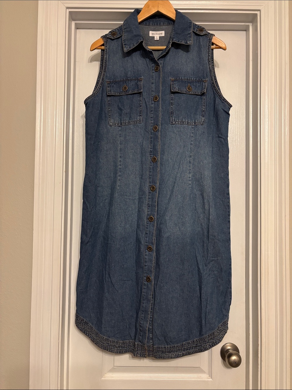 Westbound sleeveless Button-Front Denim dress size medium